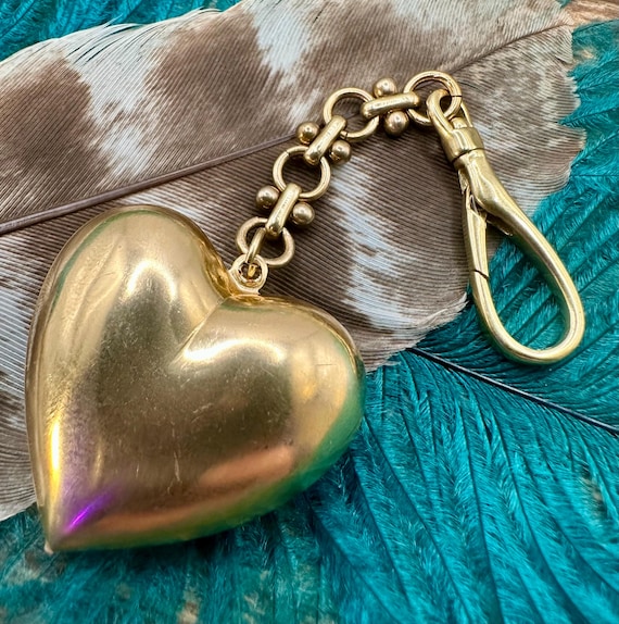 ヴィンテージ 生真鍮 ビクトリアン 大きなふっくらハート型財布