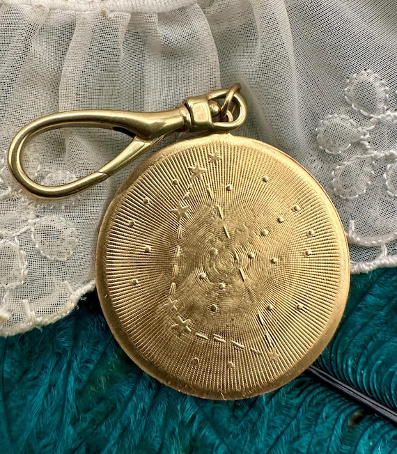 シ*マ様 ⭐️（希少レア）パリス環式 時計用ケース 「PERM GOLD」 Vintage Raw Brass BIG GEMINI Zodiac PURSE Charm Gold Gift for Her