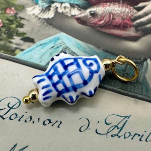 ceramic box in fish shape with necklace inside Porcelain Fish Necklace