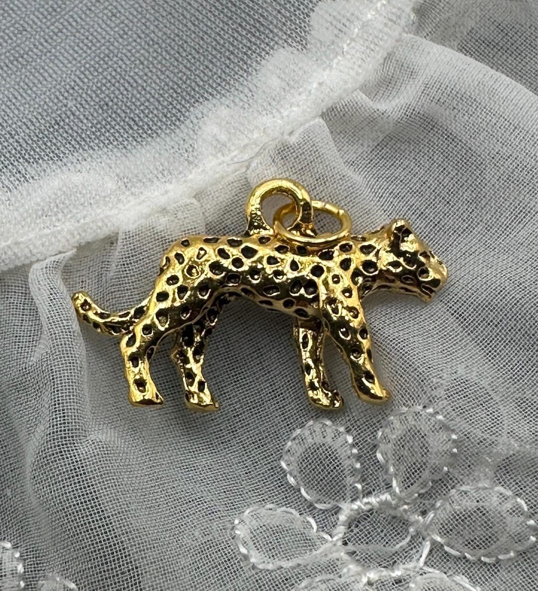 Collana Tigre Leopardo In Acciaio Inox Placcato Oro 18K Ciondolo Ghepardo Donna Ragazze