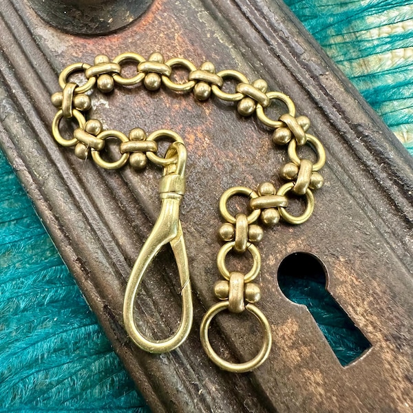 Vintage Raw Brass Victorian CLIP CHARM HOLDER Chain Gold Gift for Her Key Fob Clip On Charms Swivel Clasp Bag Necklace Pendant