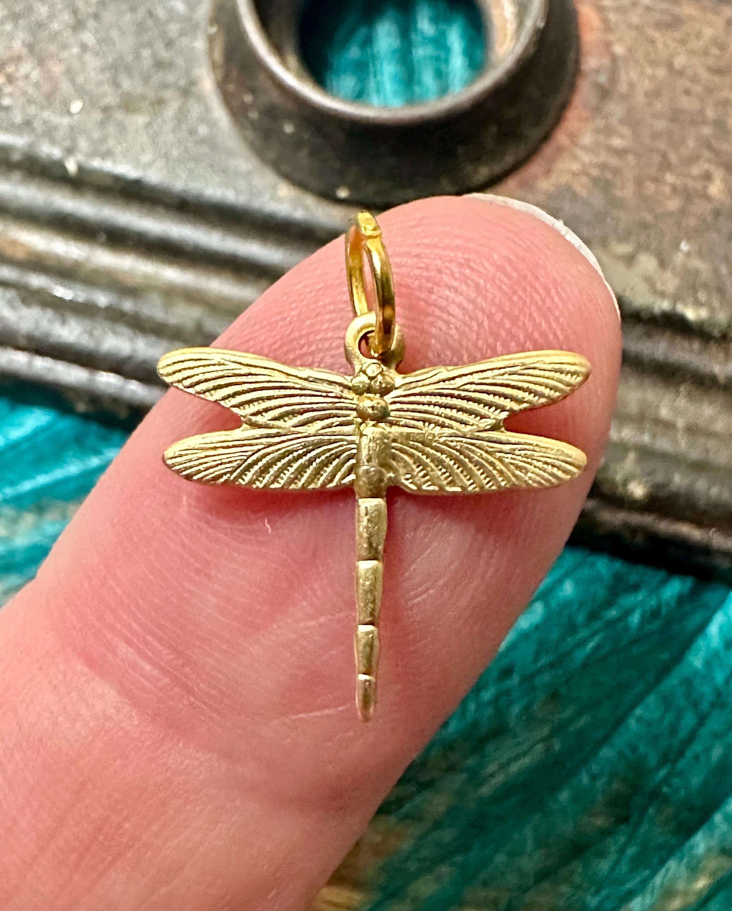 14K White Gold Dragonfly Pendant – Handmade In USA, Polished Finish - View #7