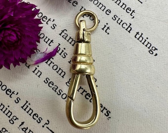 Vintage Victorian Style Raw Brass Swivel CLIP CLASP Charm Holder for Necklace Pendant Gold Gift for Her Pocket Watch Dog Fob