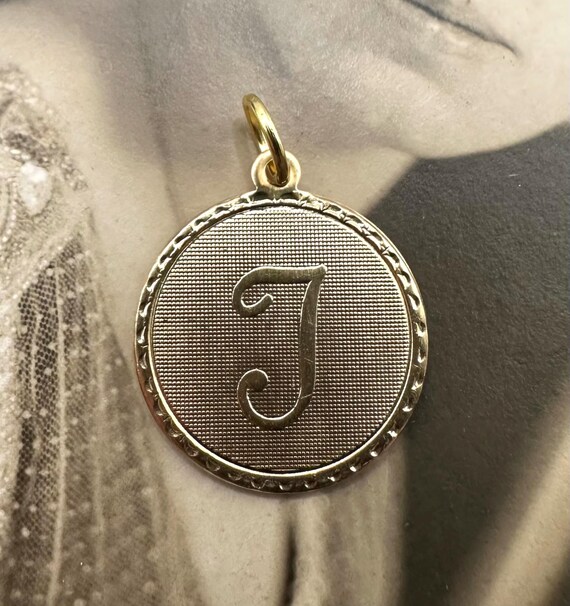 Vintage Raw Brass LETTER T INITIAL Tag Charm Pendant for Necklace