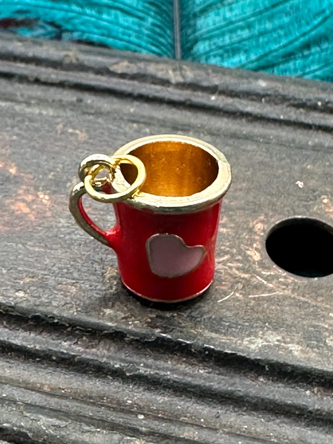 Red Pink TINY HEART CUP Coffee Mug Charm Pendant for Necklace Earrings ...