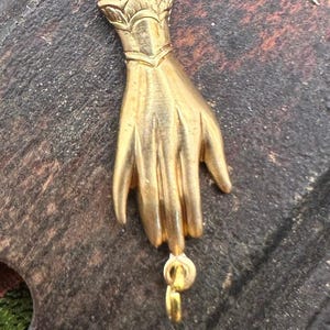 Vintage Victorian Raw Brass Puffy Hand Glove Charm Connector Pendant 2 HOLE Gold Stamping Romantic Gift Love Valentines Day Jewelry Making