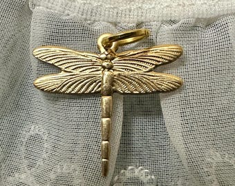Vintage Victorian Style Raw Brass LITTLE DRAGONFLY Charm