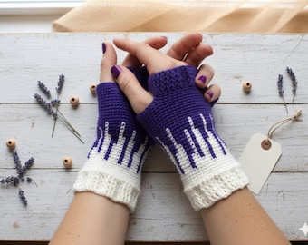 Crochet Fingerless Gloves Pattern, Fair Isle Mitts, Cozy Winter Accessories (PDF Pattern)