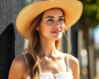 Modello per cappello all'uncinetto, modello facile per cappello da cowboy in PDF, cappello estivo da spiaggia, fedora, cappelli regalo per bambini e adulti, modello e video all'uncinetto, regalo per lei