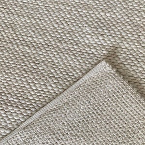 Handwoven Beige Chunky Wool Rug: Scandinavian Nordic Felted Rug for Living room bedroom