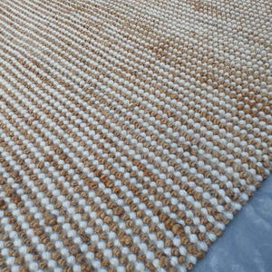 Handwoven Wool Jute Pebble Rug: Chunky Scandinavian Style