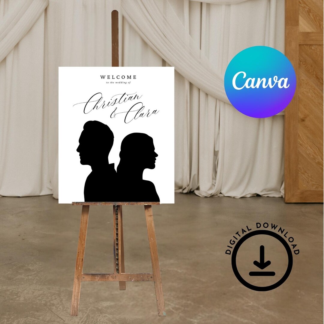 Custom Silhouette Wedding Welcome Sign | Digital Print (72 Hour Turn ...