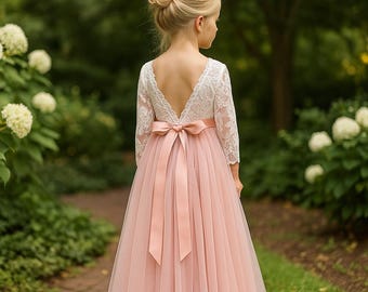 Flower Girl Dress Cream Gold | Girls Formal Party Dress | Kids Wedding Dress Sleeveless | Birthday Dress Toddler | Elegant Outfit