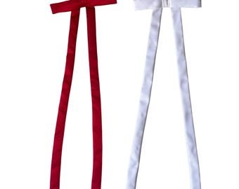 Conjunto de coleteros con lazo de satén rojo y blanco, cintas para el pelo con lazo largo