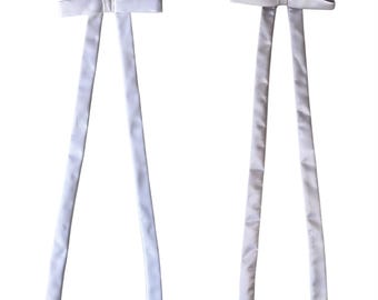 Conjunto de coleteros con lazo de satén blanco y lavanda, coleteros largos con lazo