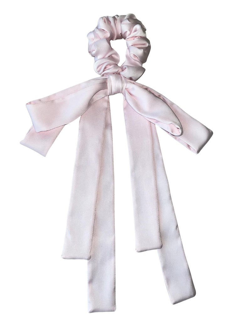 Satin Baby Pink Scrunchie With Double Bow Ribbons - Etsy