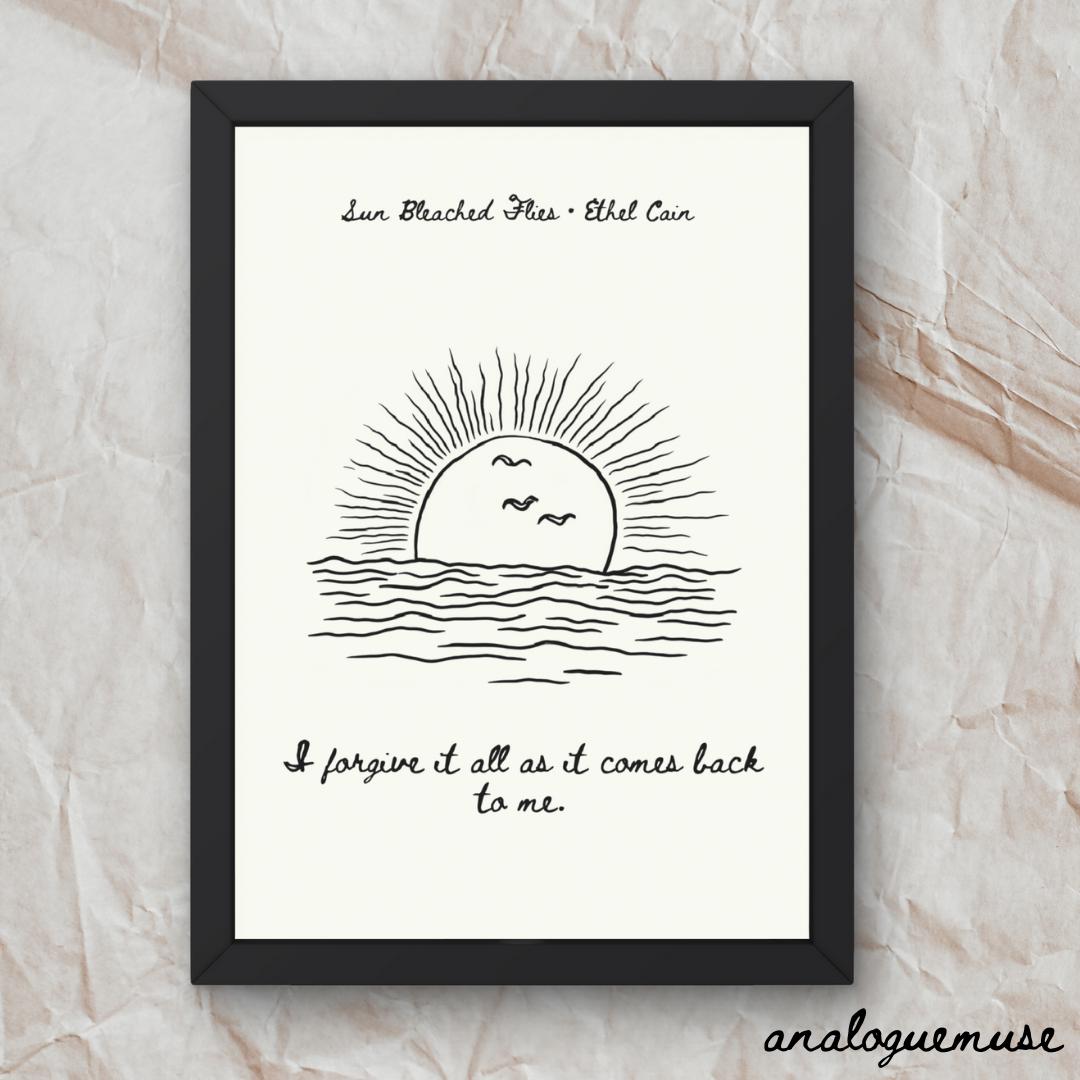 Ethel Cain Lyric Print | Sun Bleached Flies, Minimalist Art