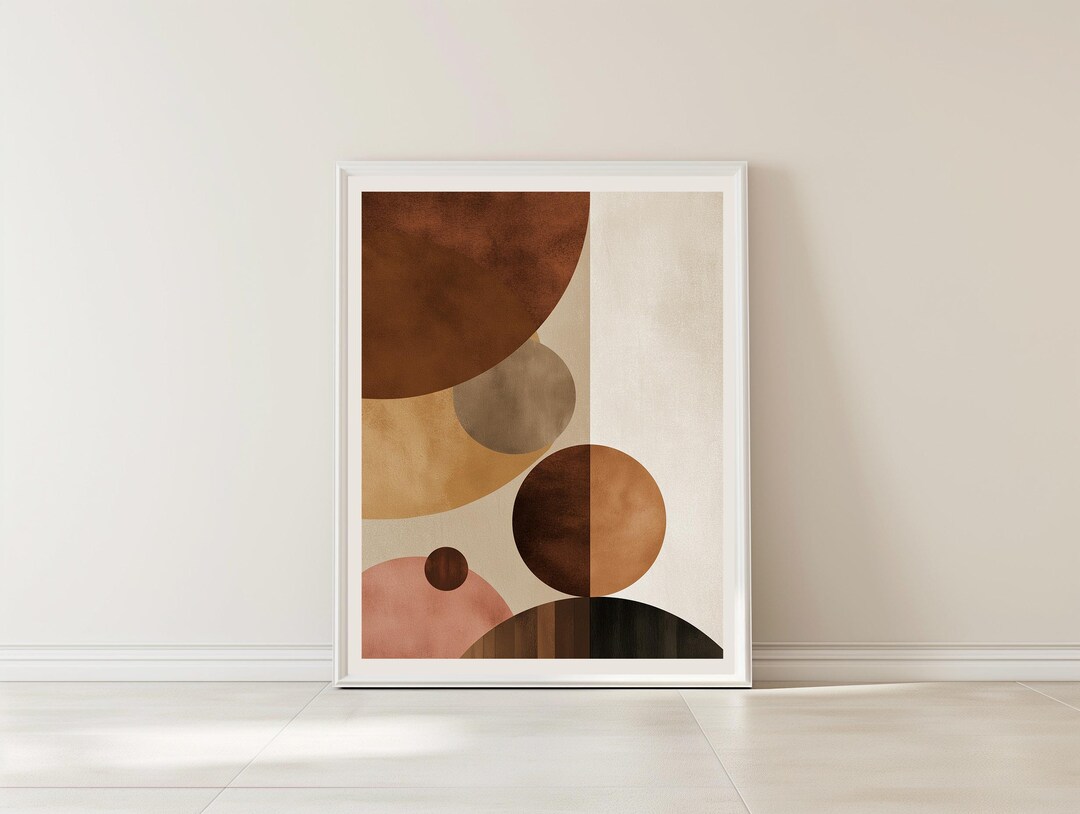 Mid Century Modern Wall Art Printable, Earth Tone Abstract Geometric ...