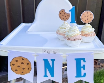 Milk and Cookies High Chair Banner,  Party Decor, 1st Birthday