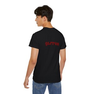 Glitch Typography Graphic Unisex Cotton T-Shirt, Front and Back Print Streetwear Tee