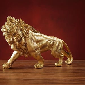 Etagère Murale Tête De Lion En Résine Dorée  36,5 X 16,5 X 21 Cm Sku Tm 5310