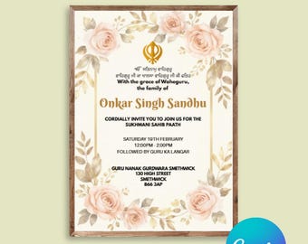 Sukhmani Sahib Path Invitation | Sikh Wedding | Religious Gathering (Digital Download)