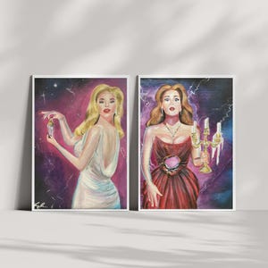 Jennifer Simard and Megan Hilty in Death Becomes Her (Acrylic on Canvas Board Paintings A4 size)