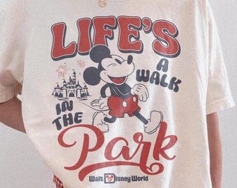 Vintage Comfort Colors Disney Mickey Mouse Life's A Walk In The Park Shirt, Disney Walt Disney World Shirt T-shirt, Disneyland Trip 2026 Tee