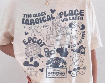 Retro Comfort Colors Disney The Most Magical Place On Earth Shirt Disneyworld Shirts, Walt Disney Tee, Disney Vintage Family Trip 2026 Shirt
