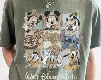 Disney Comfort Colors Safari Mickey and Friends Shirt, Animal Kingdom Family Vacation Shirt, Retro Family 2026 Matching Disney Trip T-Shirt