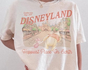 Comfort Colors Retro Disneyland Winnie The Pooh Shirt, Disney Vintage Shirt, Disney Vacation Tee, Happiest Place On Earth, Family Trip Shirt