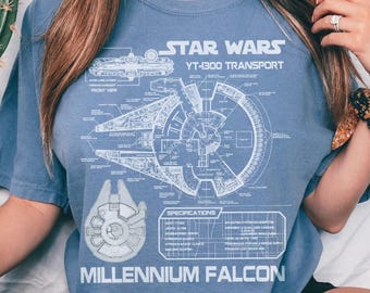 Disney Comfort Colors Star Wars Millennium Falcon Blueprints Shirt, Star Wars Tee, Galaxy's Edge, Star Wars Day, Walt Disney World T-Shirt