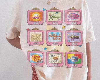 Retro Disney Channel film-TV-t-shirt, Disneyland familjematchande t-shirt, Disney Channel High School Musical Hannah Montana-tröja