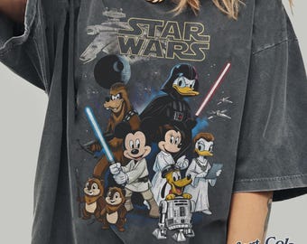 Retro Disney Star Wars Comfort Colors Shirt, Retro Mickey and Friends Jedi Tee, Family Vacation 2026 Outfit, Gift for Disney Star Wars Fans
