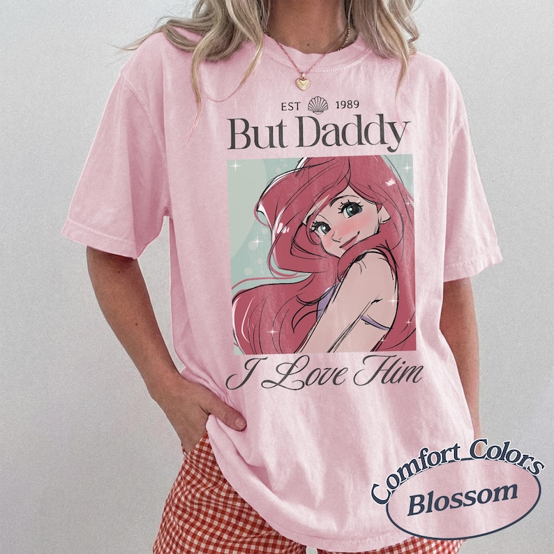 Komfort Farben Retro aber Papa ich liebe ihn Shirt, Vintage kleine Meerjungfrau Shirt, Disney Prinzessinnen Shirt, Disney Girl Trip T-Shirt Blossom/Light Pink
