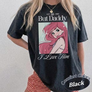 Komfort Farben Retro aber Papa ich liebe ihn Shirt, Vintage kleine Meerjungfrau Shirt, Disney Prinzessinnen Shirt, Disney Girl Trip T-Shirt Black