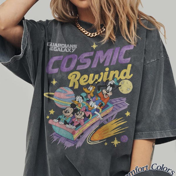 Comfort Colors Retro Guardians Of The Galaxy Cosmic Rewind Shirt, Mickey and Friends Disney Ride Shirt, Disney Family Trip Matching 2026 Tee