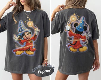 Comfort Colors Retro Disney Fantasia Mickey Sorcerer 2 Sides Shirt, 2026 Disneyland Family Matching Shirt, Disney World Fantasmic Show Shirt