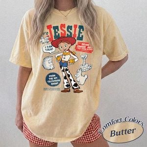 Rolig Pixar Toy Story Jessie Retro Comfort Colors T-shirt, Woody's Roundup T-shirt Disney Cowgirl T-shirt, Disneyland Family Girl 2026 Trip T-shirt Butter