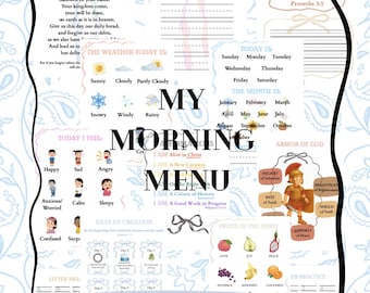 Christian Homeschool Morning Menu: Bible Study, Prayers (Printable PDF