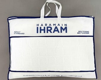 Cinturón autoajustable Haramain Ihram – Juego de 2 piezas 100% fibra superfina para Hajj y Umrah