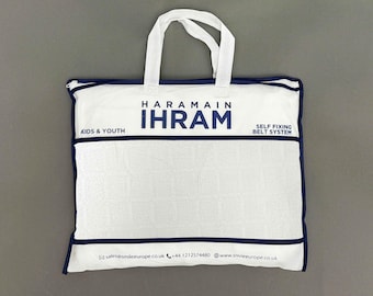 Haramain Self-Fixing Belt Kids Ihram – 100% Superfine Fibre 2-Piece Set for Young Pilgrims