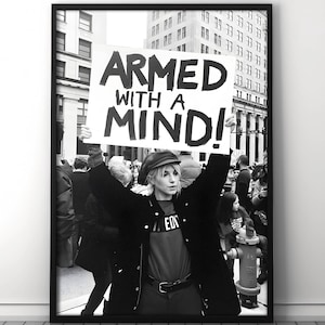 Armed With a Mind Poster - Feminist Wall Art - Black and White Protest Photo - Empowered Woman Print - Girl Power Decor