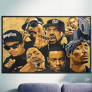 Old School Rap Legends Collage Canvas Print - 90s Hip Hop Poster, Rap Icons Wall Art, Music Canvas Decor, Ready to Hang