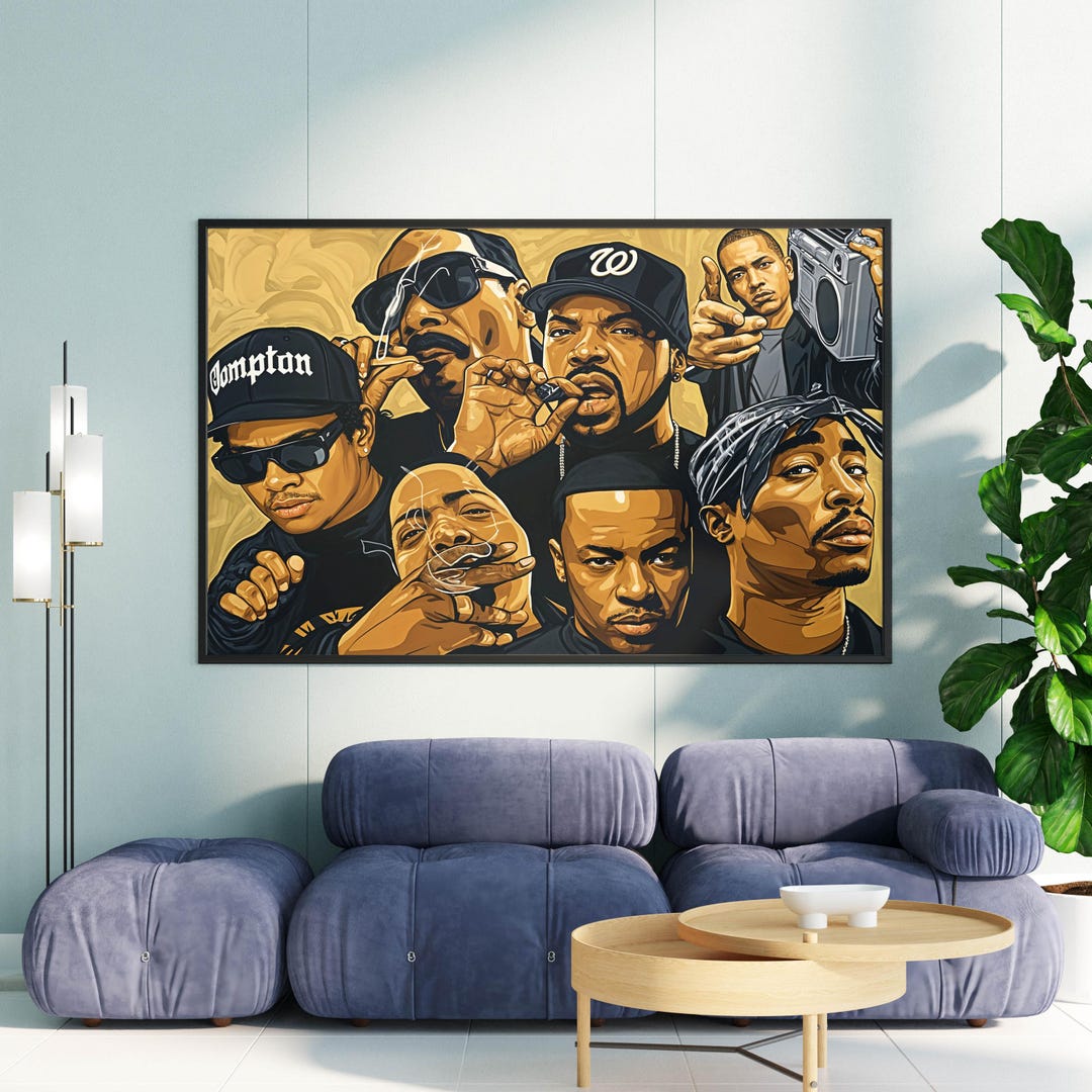 Vintage Rapper Poster Old School Rap Legends Collage Canvas Print - 90s Hip Hop Poster, Rap ...