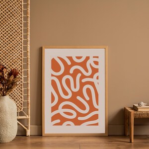 Terracotta Abstract Line Art Print – Modern Organic Shapes, Minimalist Warm Earth Tone Wall Decor, Boho Digital Download | Instant Printable