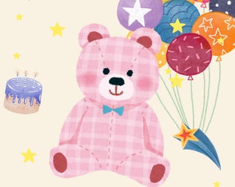Tarjeta de Feliz Cumpleaños para Niños en PDF/Digital/Pastel/Delicada