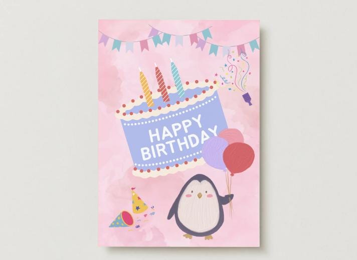 Papyrus Biglietti Di Auguri Compleanno Con Torta E Palloncini Ombré - 2 Pezzi Con Buste E Sigilli Oro