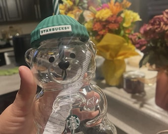 Limited Edition Starbucks Bearista Bear Glass Cup Holiday 2025