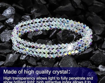 HANGINTHERE 3 Pcs 4mm Austrian Crystal Stretch Bracelets Set for Women,Boxed,Stackable Gift Bracelets for Birthdays, Mother’s Day